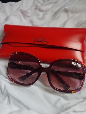 Emilio Pucci Purple Gradient Oversized Sunglasses with Multicolor Corner Accents